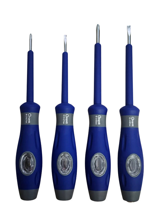 Set atornilladores con tester paleta/cruz 3 y 4mm Azul