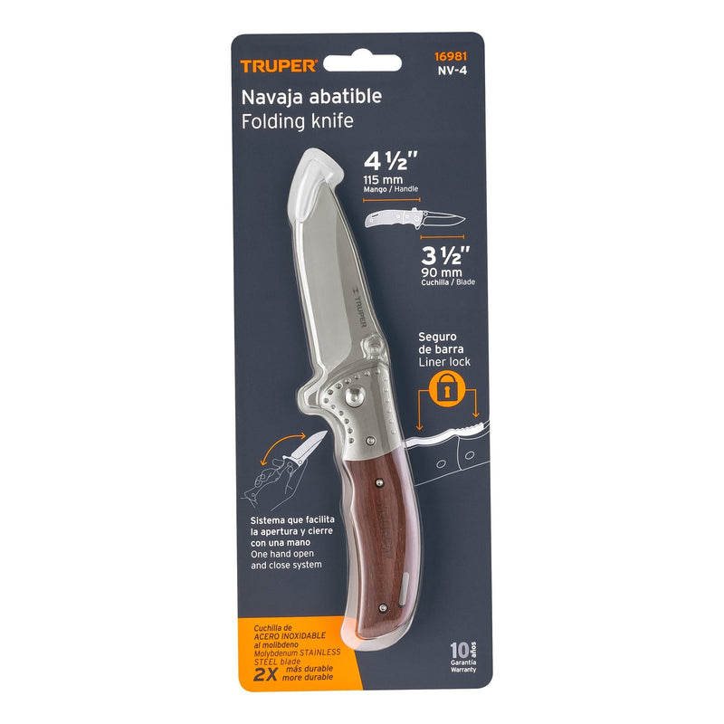NAVAJA ABATIBLE 4" M/METALICO # NV-4 (16981) - TRUPER