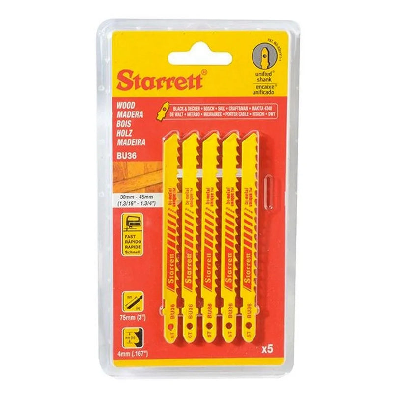 Kit 5 sierras bimetal 6dppx75 mm. (bu36) - STARRETT