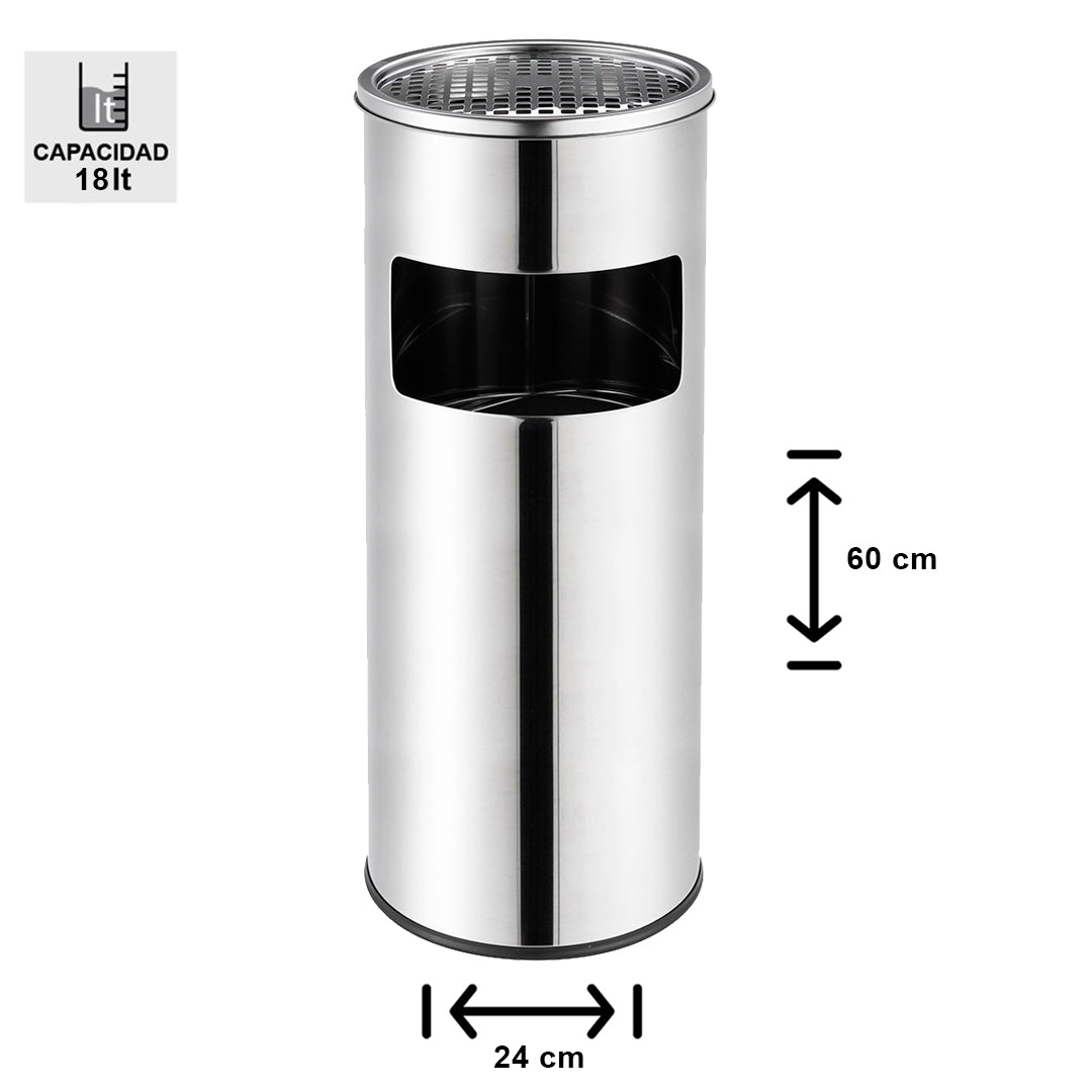 BASURERO CENICERO ACERO INOXIDABLE 18 LTS SOIN
