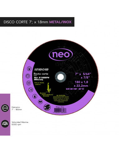 DISCO CORTE 7" x 1.8mm METAL/INOX 1218018