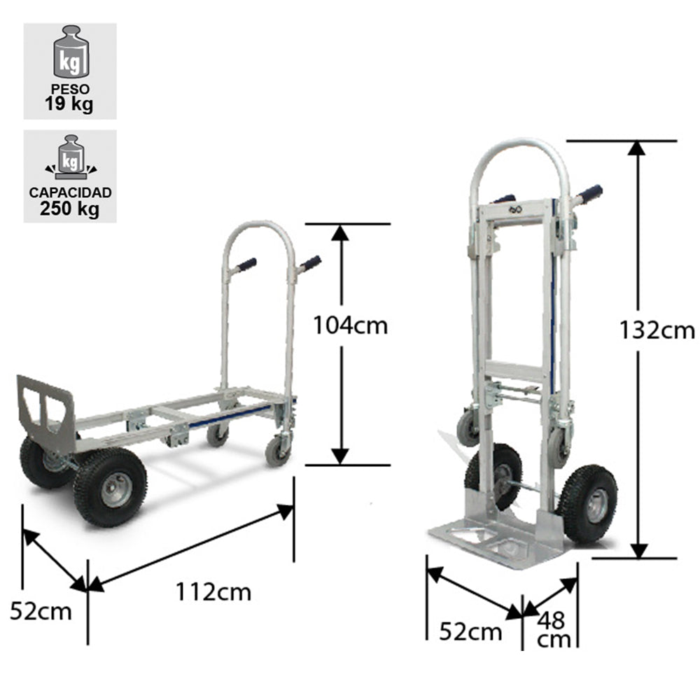 CARRO ALUMINIO DUAL CORTO 250 KG