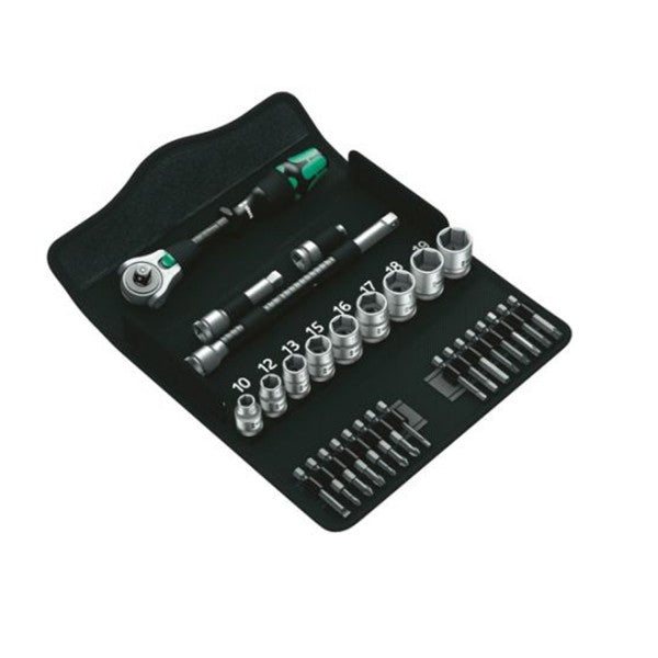 Set de dados con chicharra 3/8 Zyklop Speed 8100 SB 29 piezas Wera