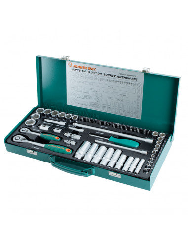 JUEGO de DADOS COMBINADOS 1/4"-3/8" 57 pcs S04H3
