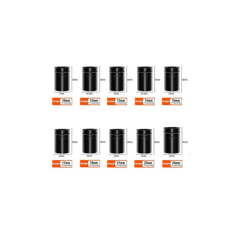 Set de Dados de Impacto 1/2 cortos 10 Piezas 537010 - Harden