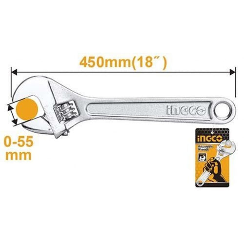 LLAVE FRANCESA INGCO CROMADA 18" # HADW131182