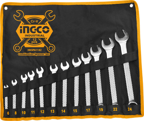 LLAVE PUNTA Y CORONA INGCO 6-24 MM JGO. 12 PIEZAS # HKSPA1142