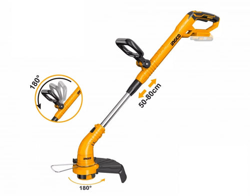 ORILLADORA DE PASTO INGCO EXTENSIBLE INALAMB. 20V S/BAT.S/CARGADOR #CGTLI20018