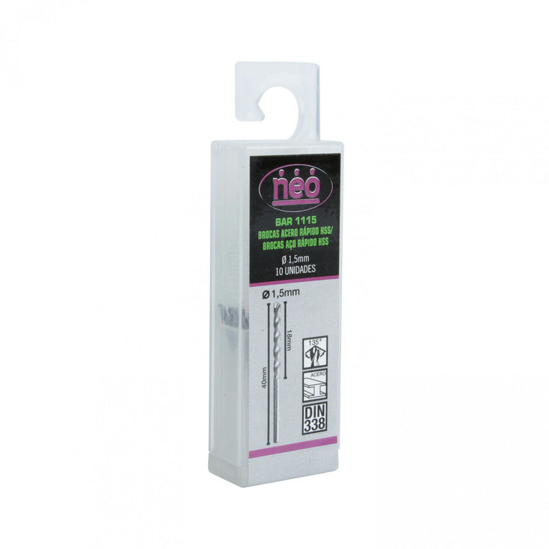 SET BROCAS HSS 1.5 x 40 mm x 10 unid BAR 1115