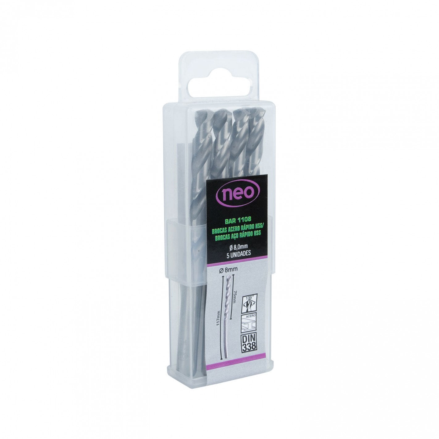 SET BROCAS HSS 8 x 117 mm x 5 unid BAR 1108